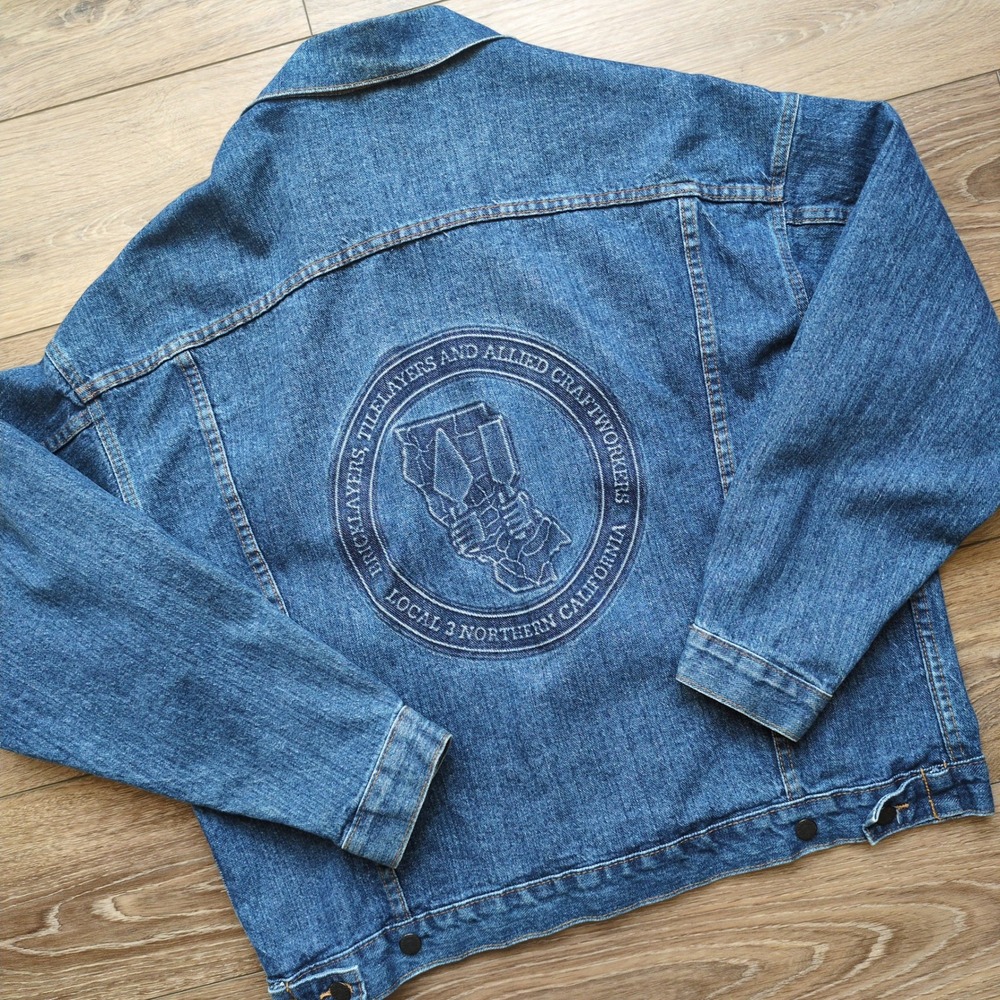 Vtg Northern California Bricklayers Denim‎ Jean Jacket - USA Made - Large